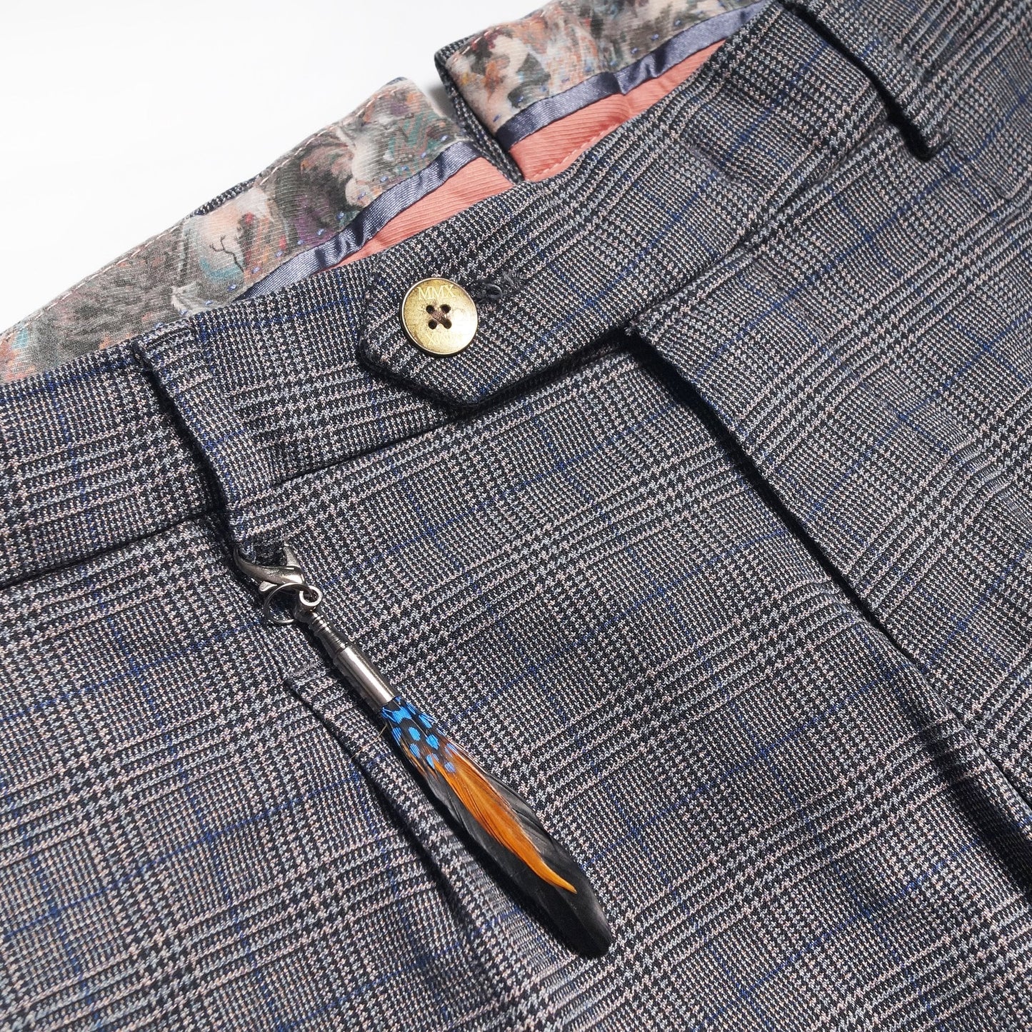 Leo - Checked Trousers - Grey/Blue
