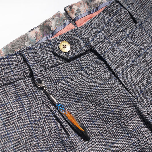 Leo - Checked Trousers - Grey/Blue