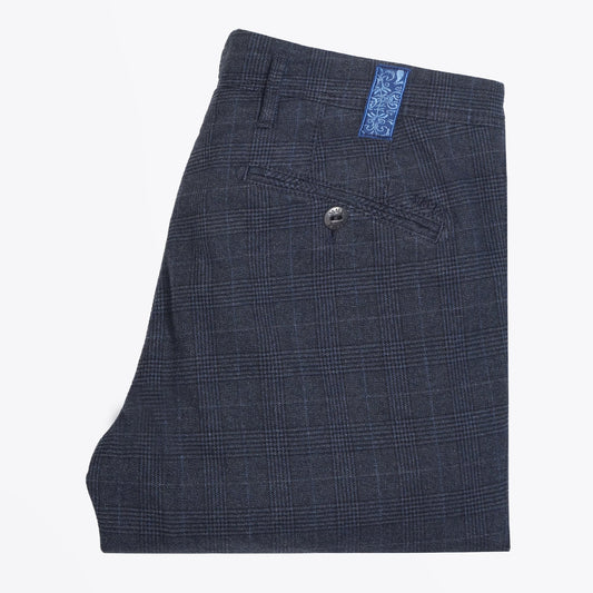 Lupus - Soft Checked Trousers - Navy