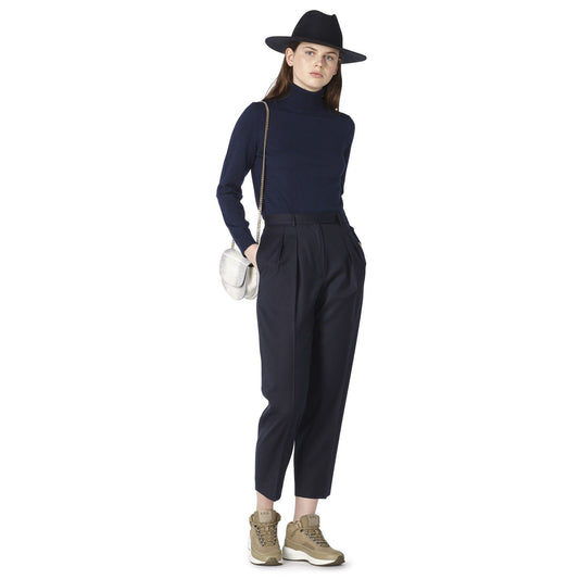 - Cheryl - Wool Trousers - Dark Navy