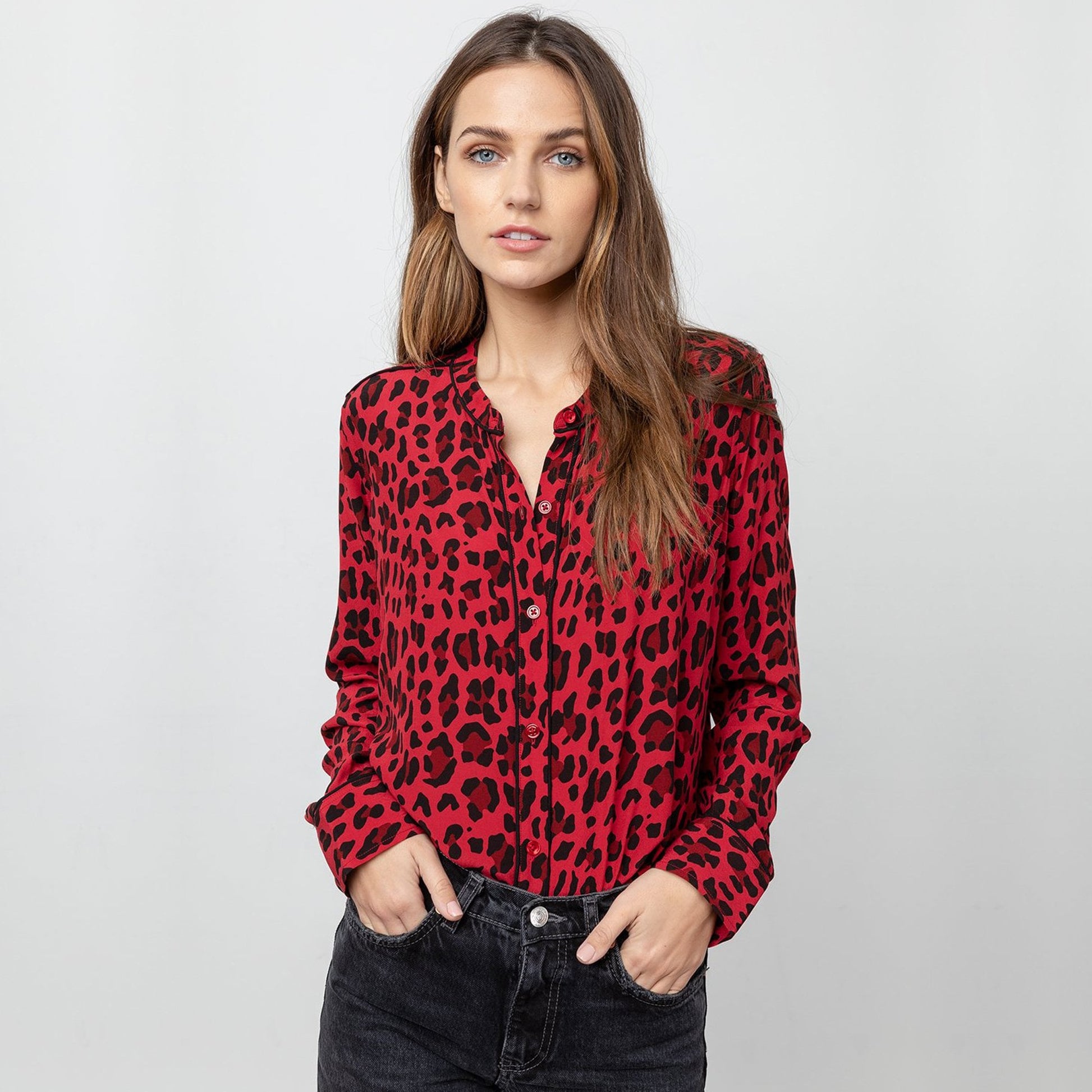 Rails Lillian - Leopard Print Shirt - Red