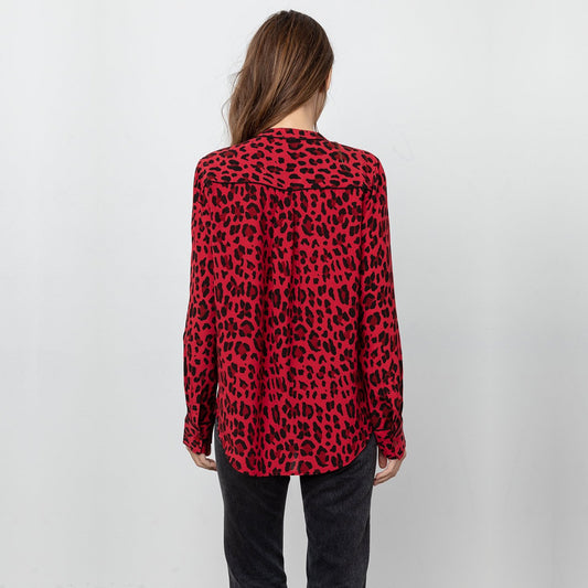 Lillian - Leopard Print Shirt - Red