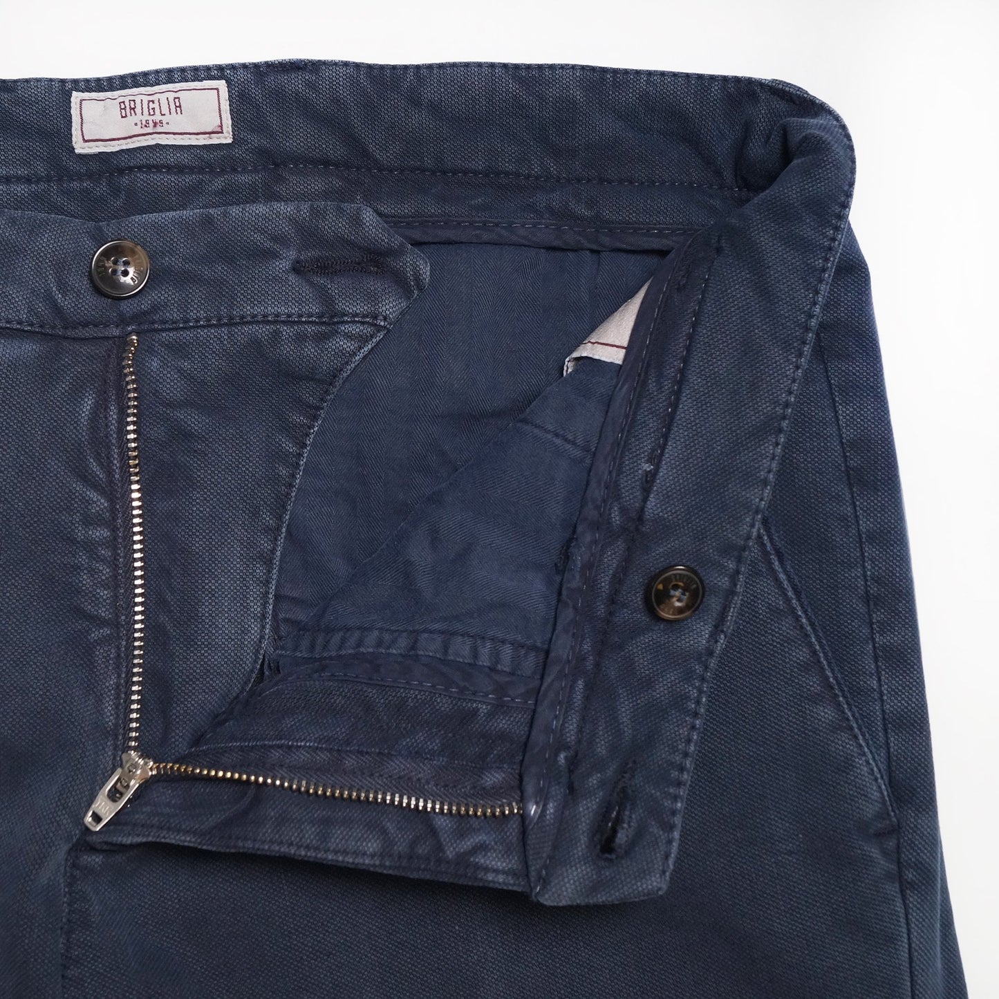 - Washed-Effect Trousers - Blue