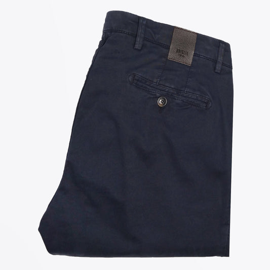- Peached Cotton Chinos - Navy