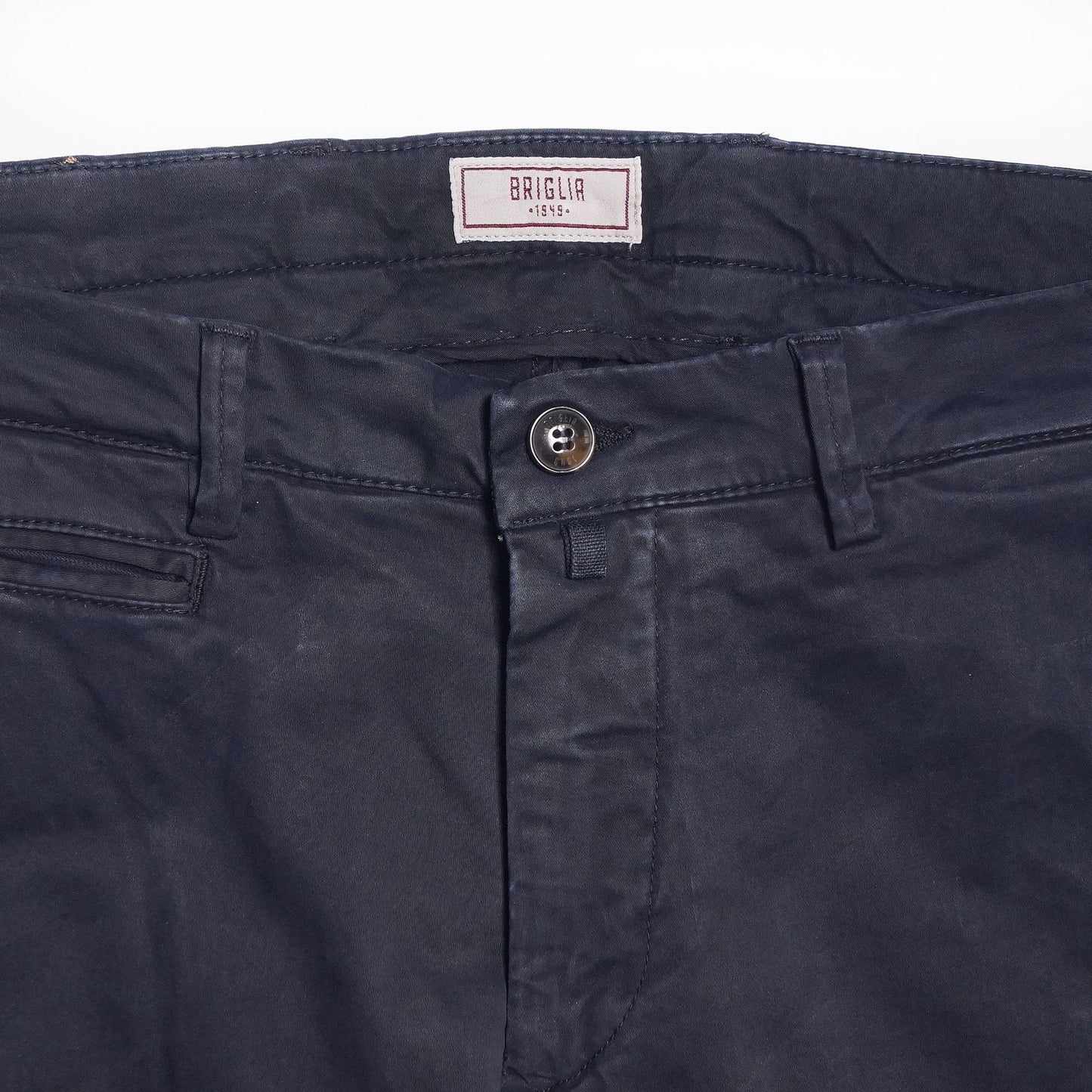 - Peached Cotton Chinos - Navy