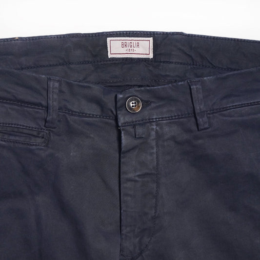 - Peached Cotton Chinos - Navy