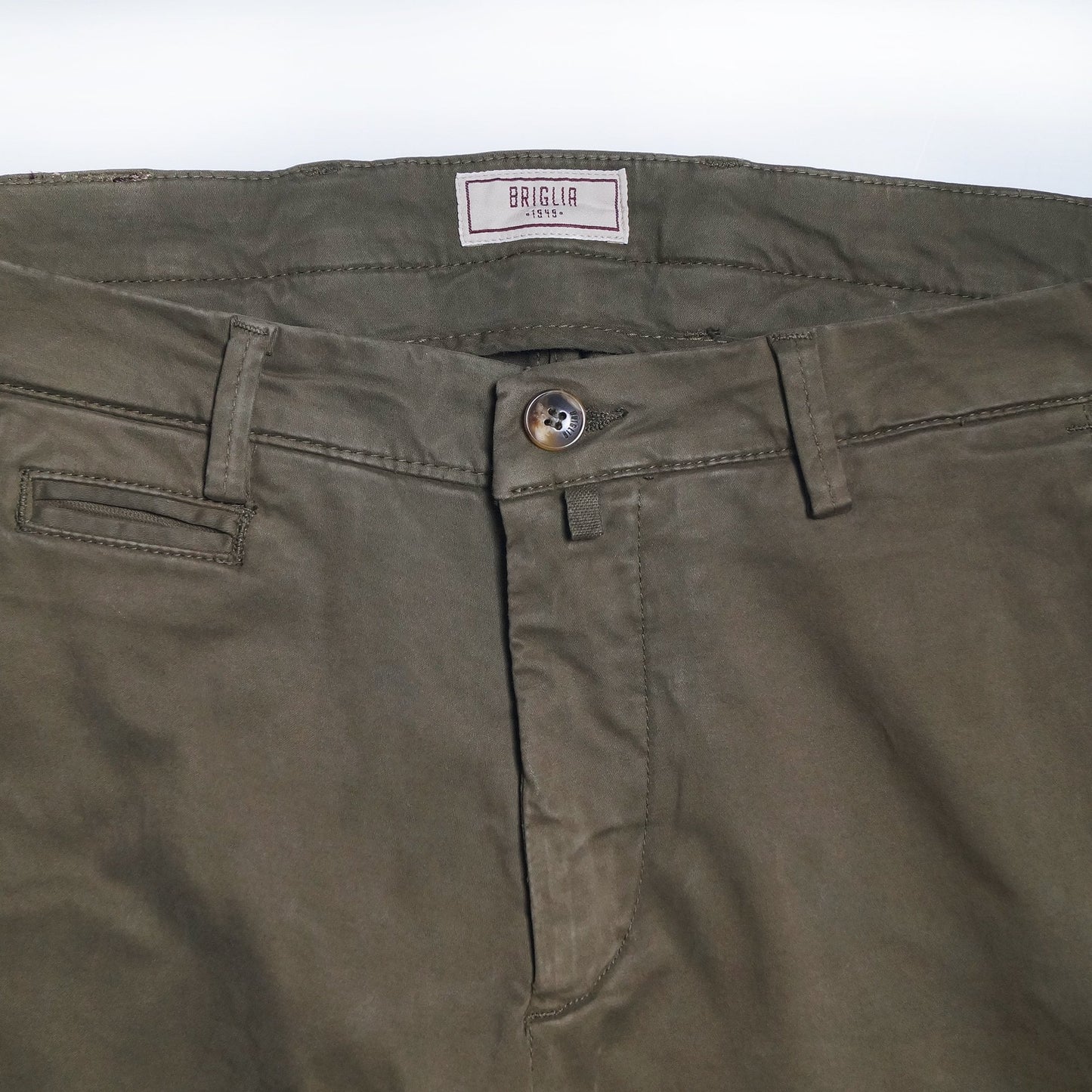 - Peached Cotton Chinos - Green
