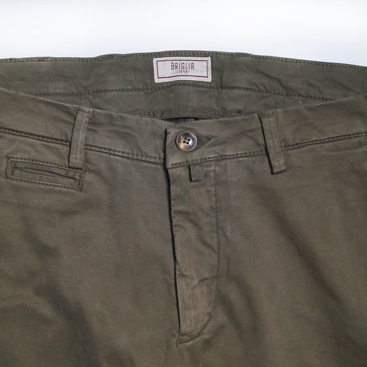- Peached Cotton Chinos - Green