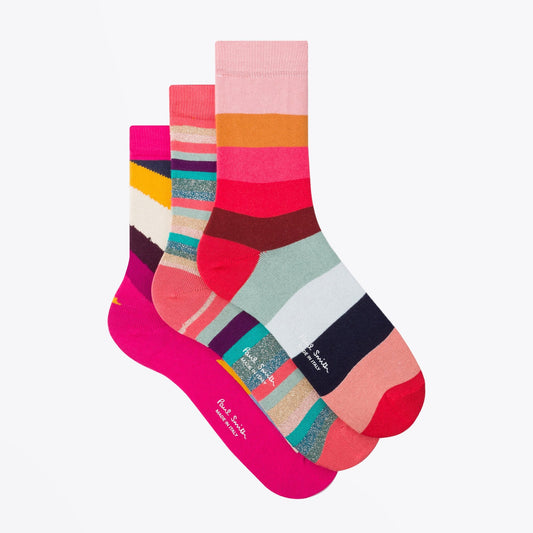 - Three Pack Multi-Stripe Socks