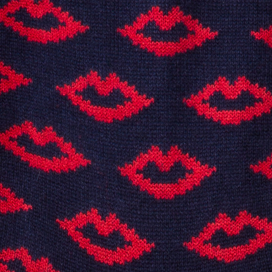 - 'Lips' Motif Socks - Navy