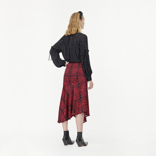 - Asymmetric Zebra Print Skirt - Red