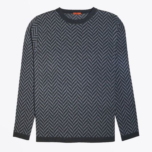 - Wool Chevron Pattern Sweater - Grey