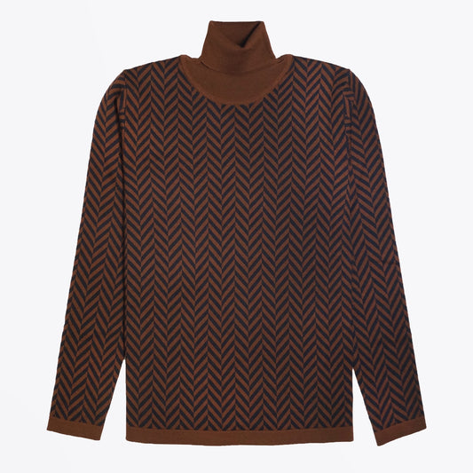 - Wool Roll-Neck Sweater - Brown