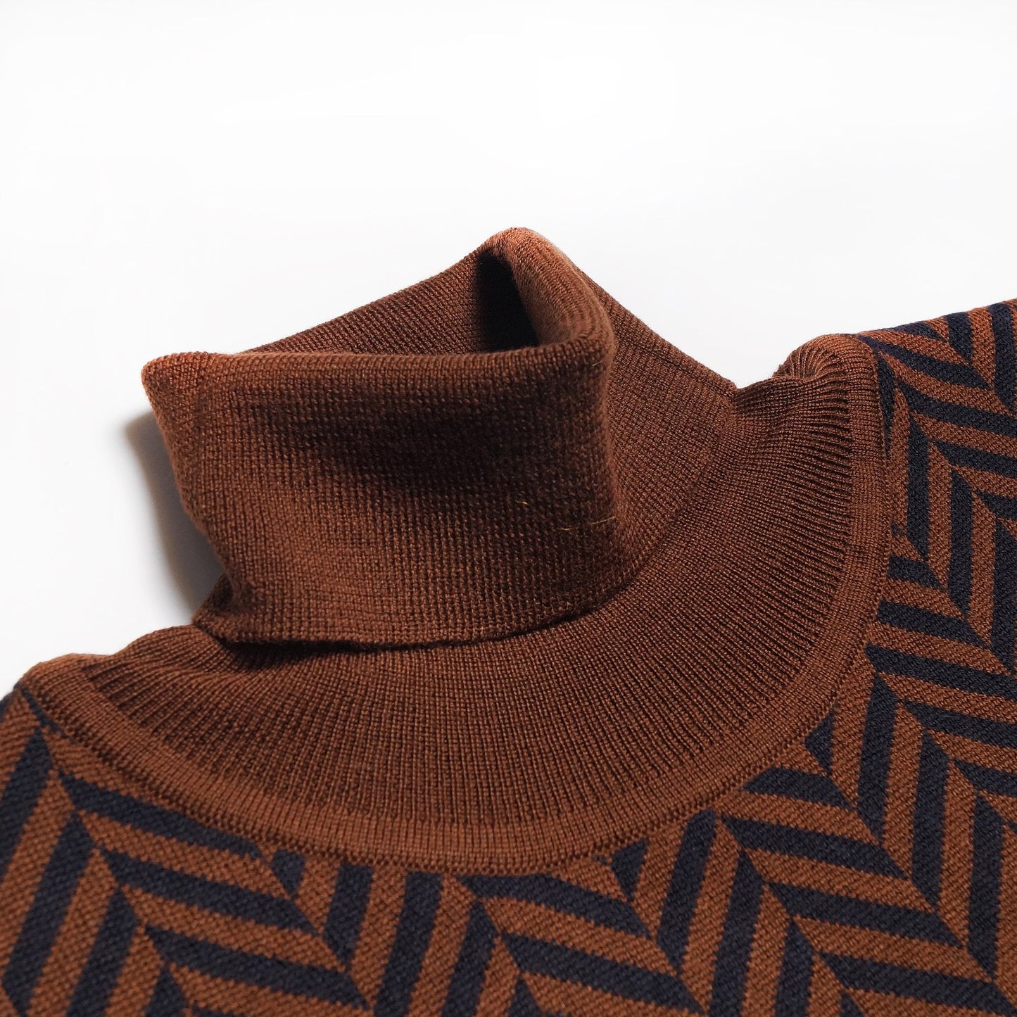 - Wool Roll-Neck Sweater - Brown