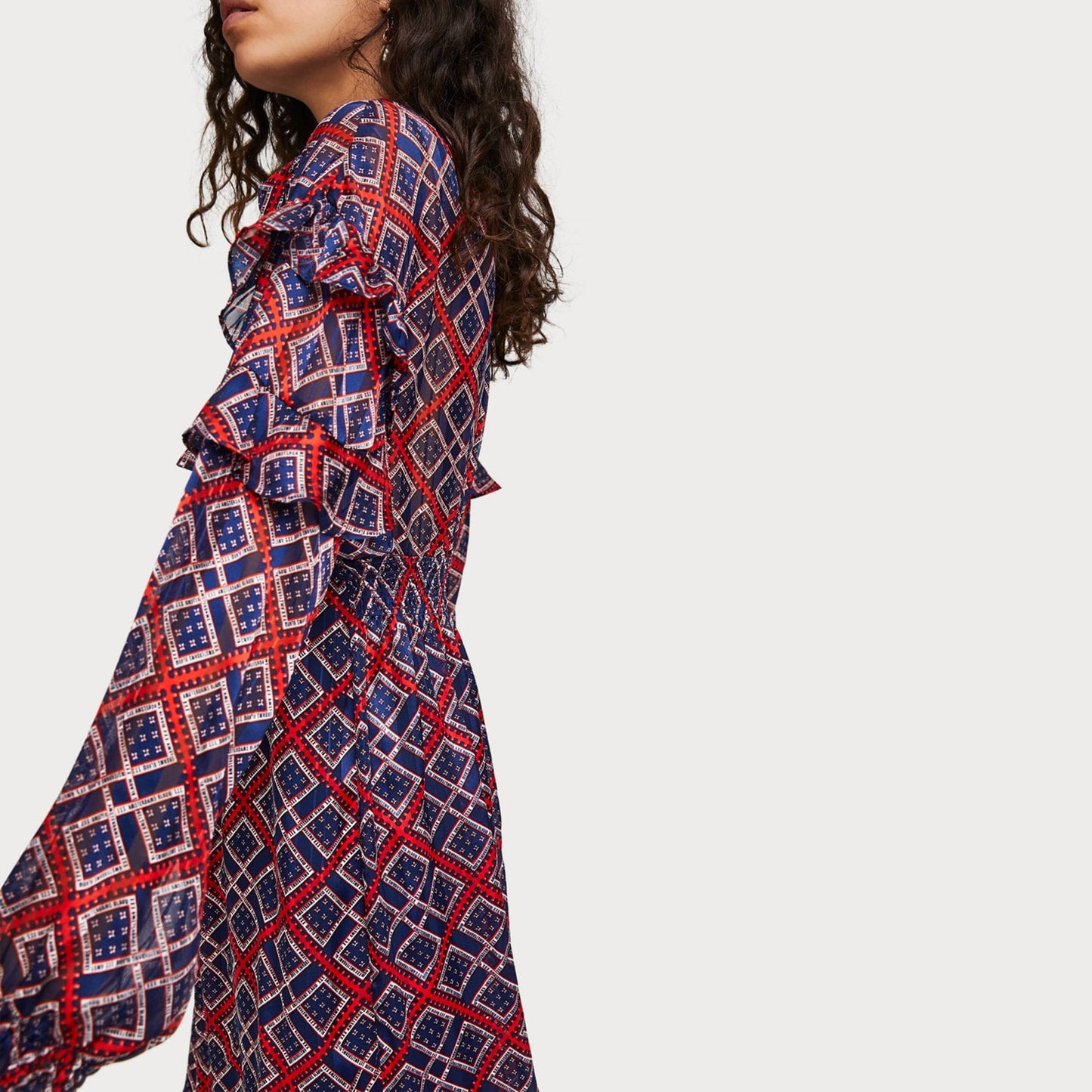 - Printed Maxi Dress - Blue/Red