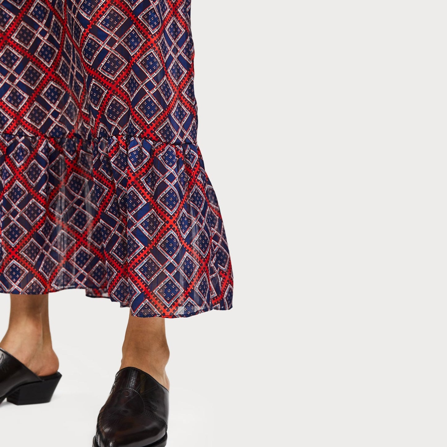 - Printed Maxi Dress - Blue/Red