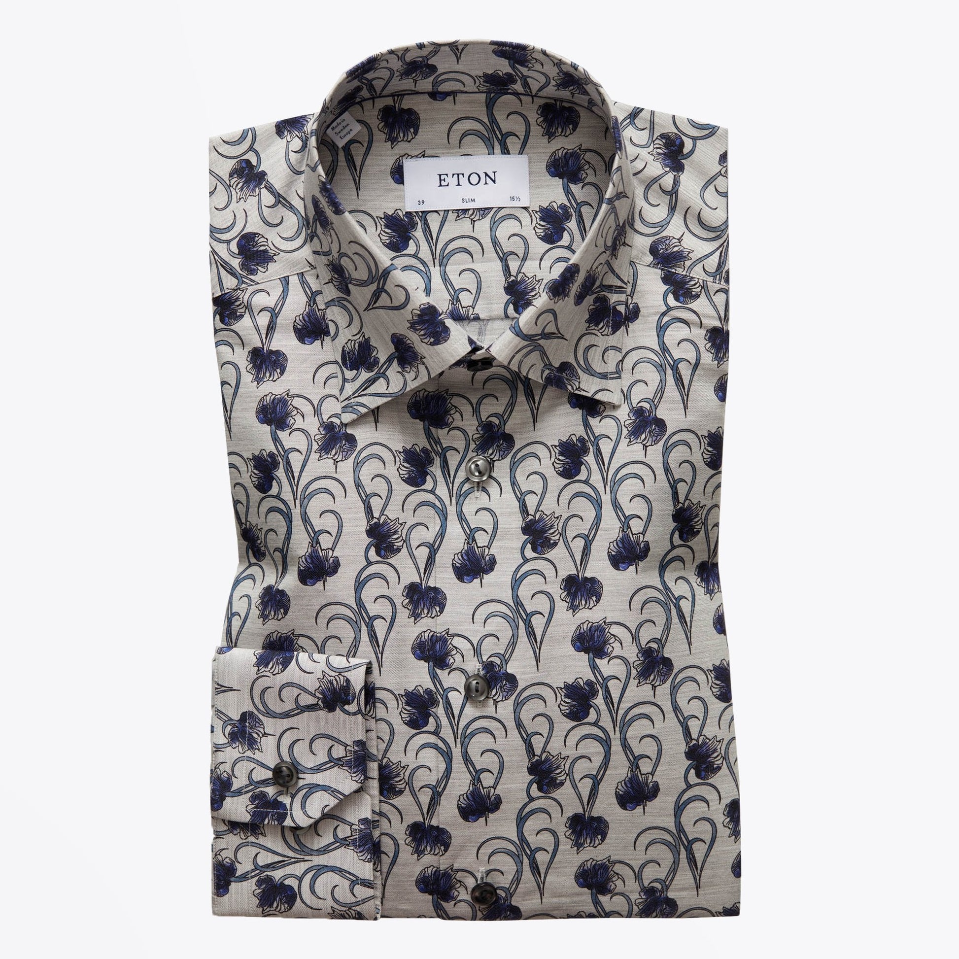 Eton Floral Flannel Shirt - Grey