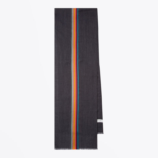 - Bold Stripe Scarf - Grey