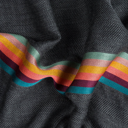 - Bold Stripe Scarf - Grey