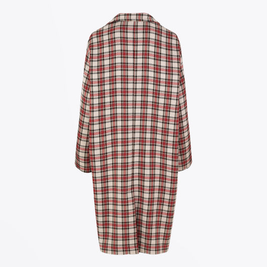 - Checked Coat - Red/Beige