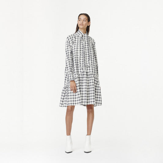 - Checked Dress - White