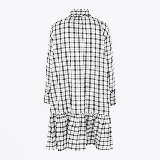 - Checked Dress - White
