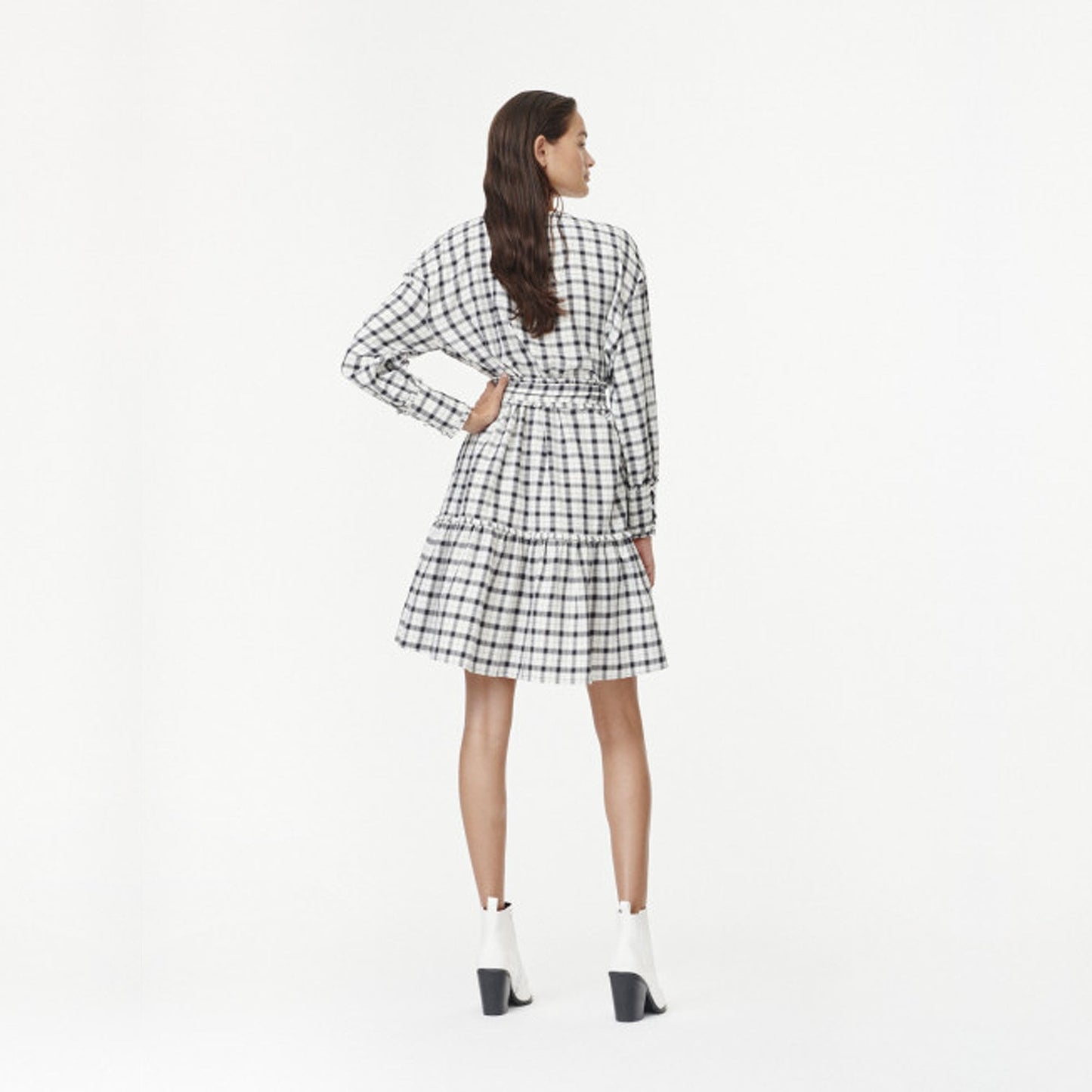 - Checked Dress - White