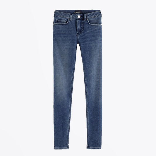 Mid-Rise Cropped Skinny Jeans - Blue
