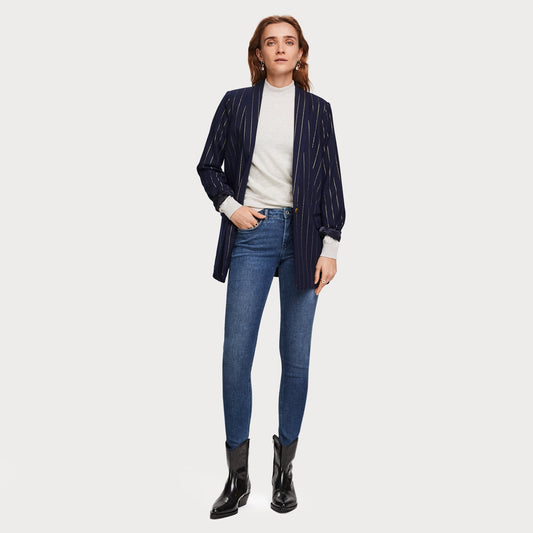 Mid-Rise Cropped Skinny Jeans - Blue