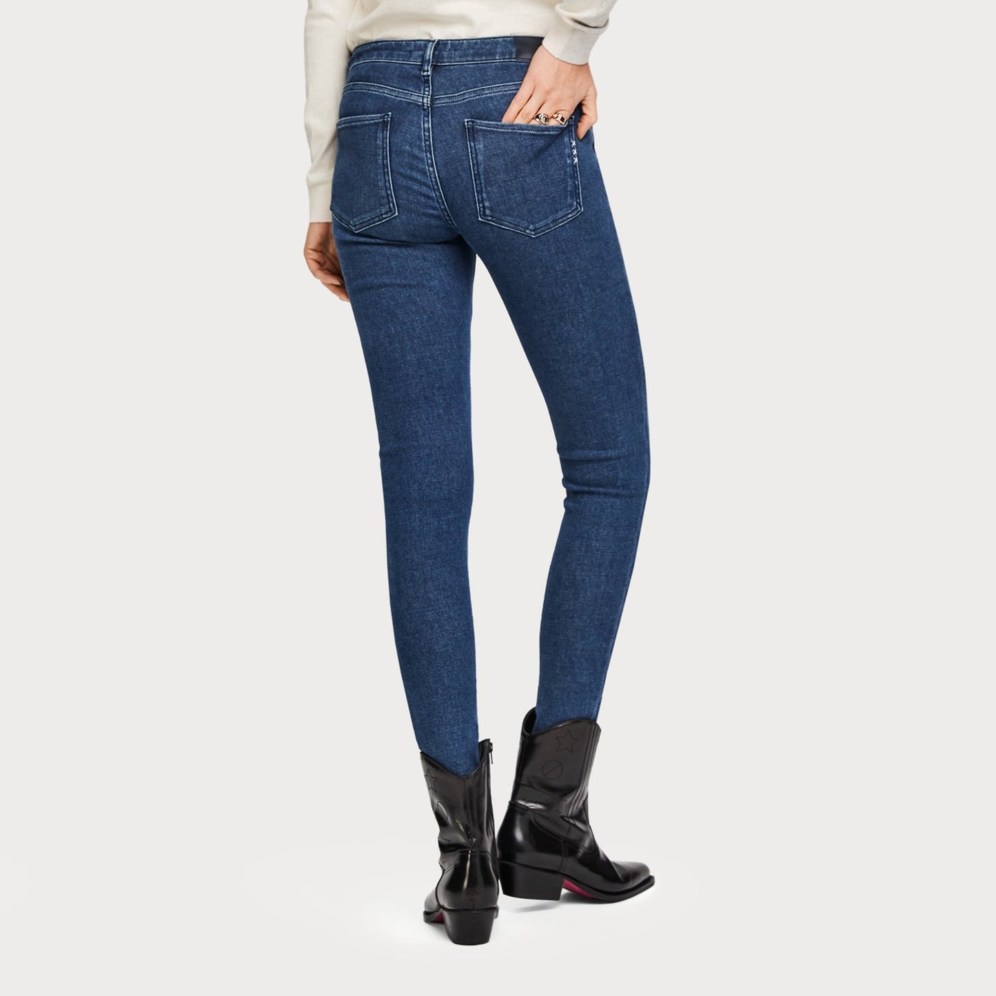 Mid-Rise Cropped Skinny Jeans - Blue