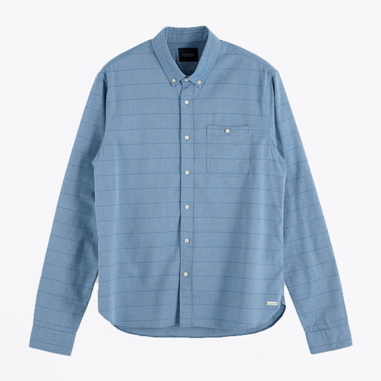 - Patterned Oxford Shirt - Blue