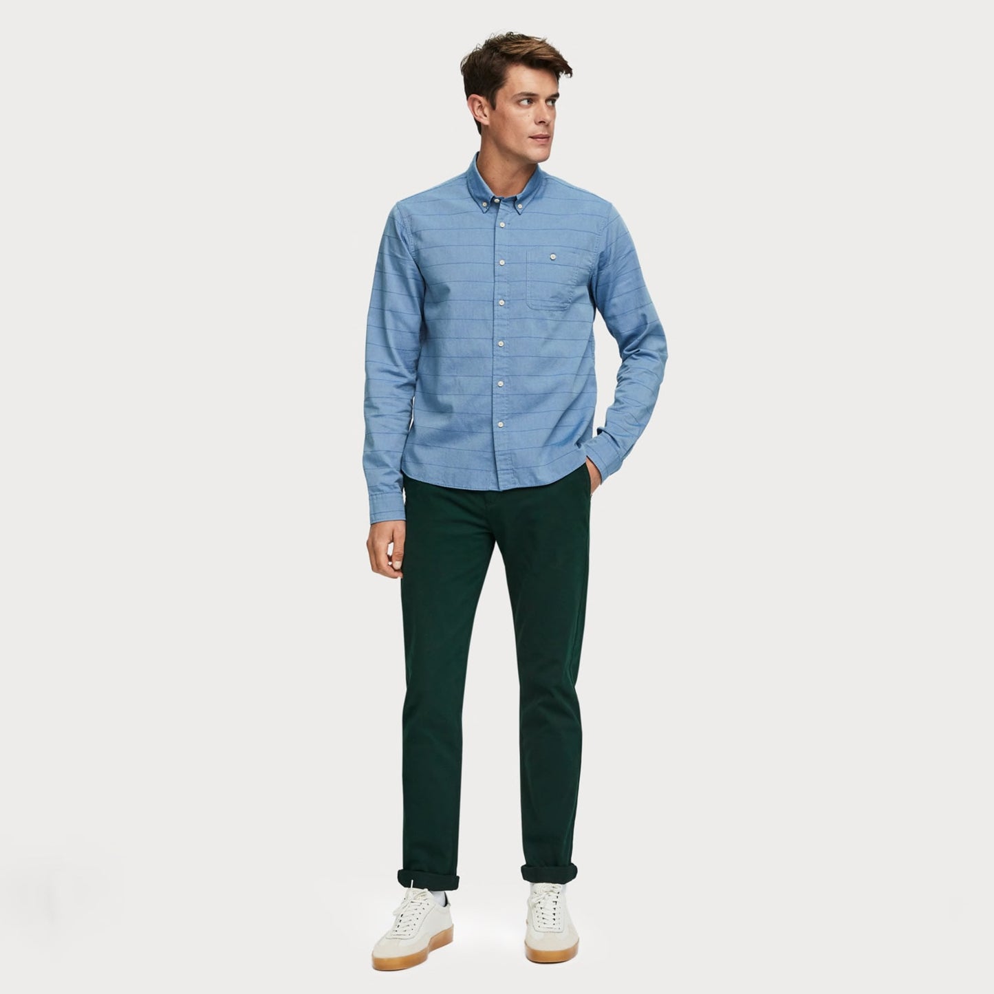 - Patterned Oxford Shirt - Blue