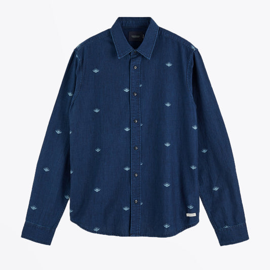 - Printed Indigo Shirt - Blue