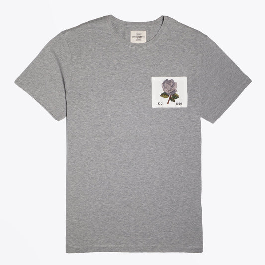 - Embroidered Rose Patch T-Shirt - Grey