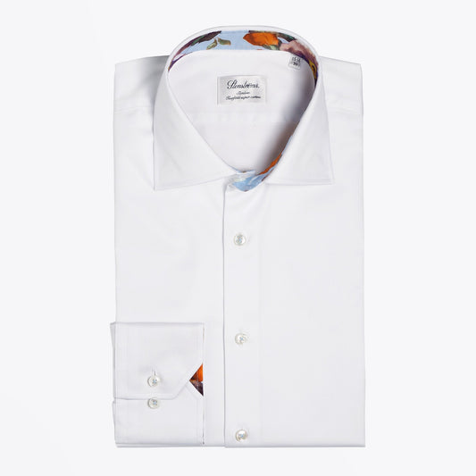 Floral Trim Insert Shirt - White