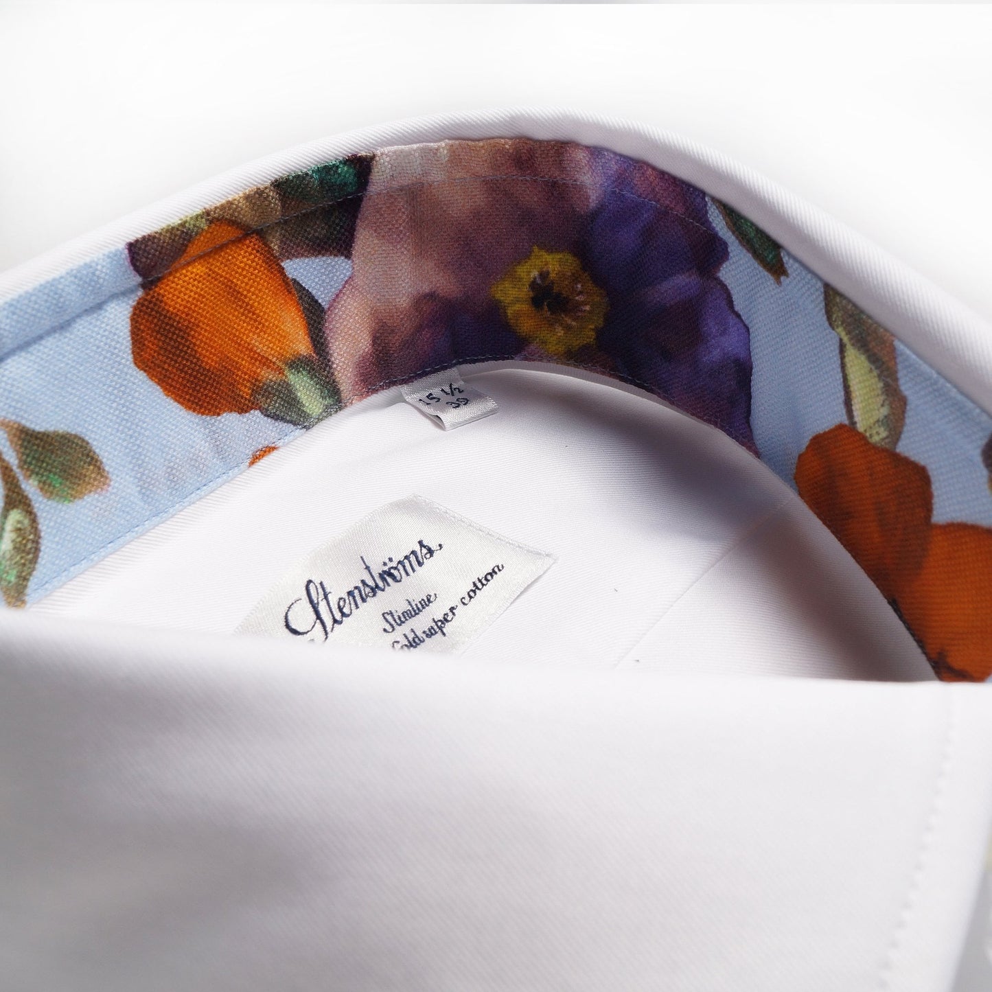 Floral Trim Insert Shirt - White