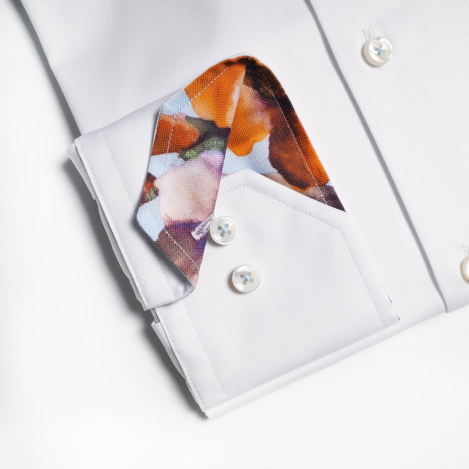 Stenstroms Floral Trim Insert Shirt - White