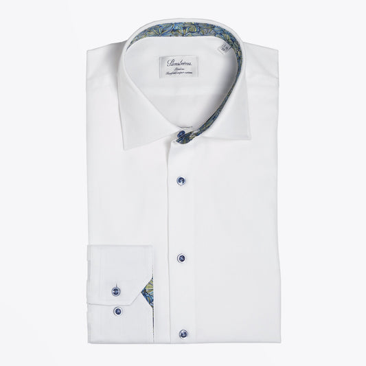 - Abstract Floral Trim Insert Shirt - White