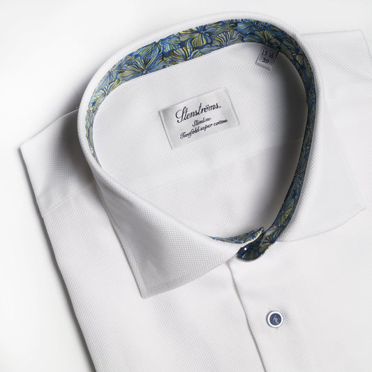 - Abstract Floral Trim Insert Shirt - White