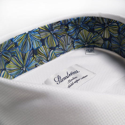 - Abstract Floral Trim Insert Shirt - White