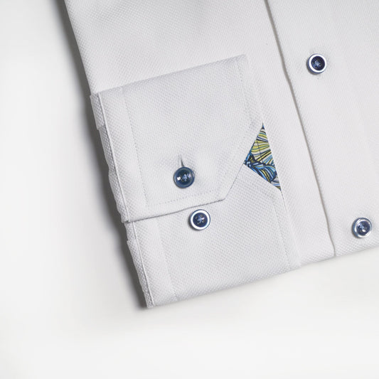 - Abstract Floral Trim Insert Shirt - White