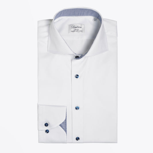 - Dogtooth Trim Print Shirt - White