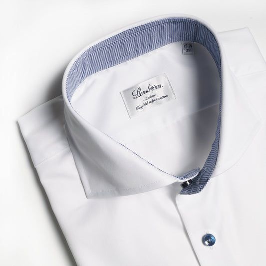 - Dogtooth Trim Print Shirt - White