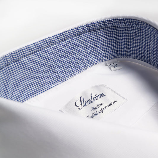 - Dogtooth Trim Print Shirt - White