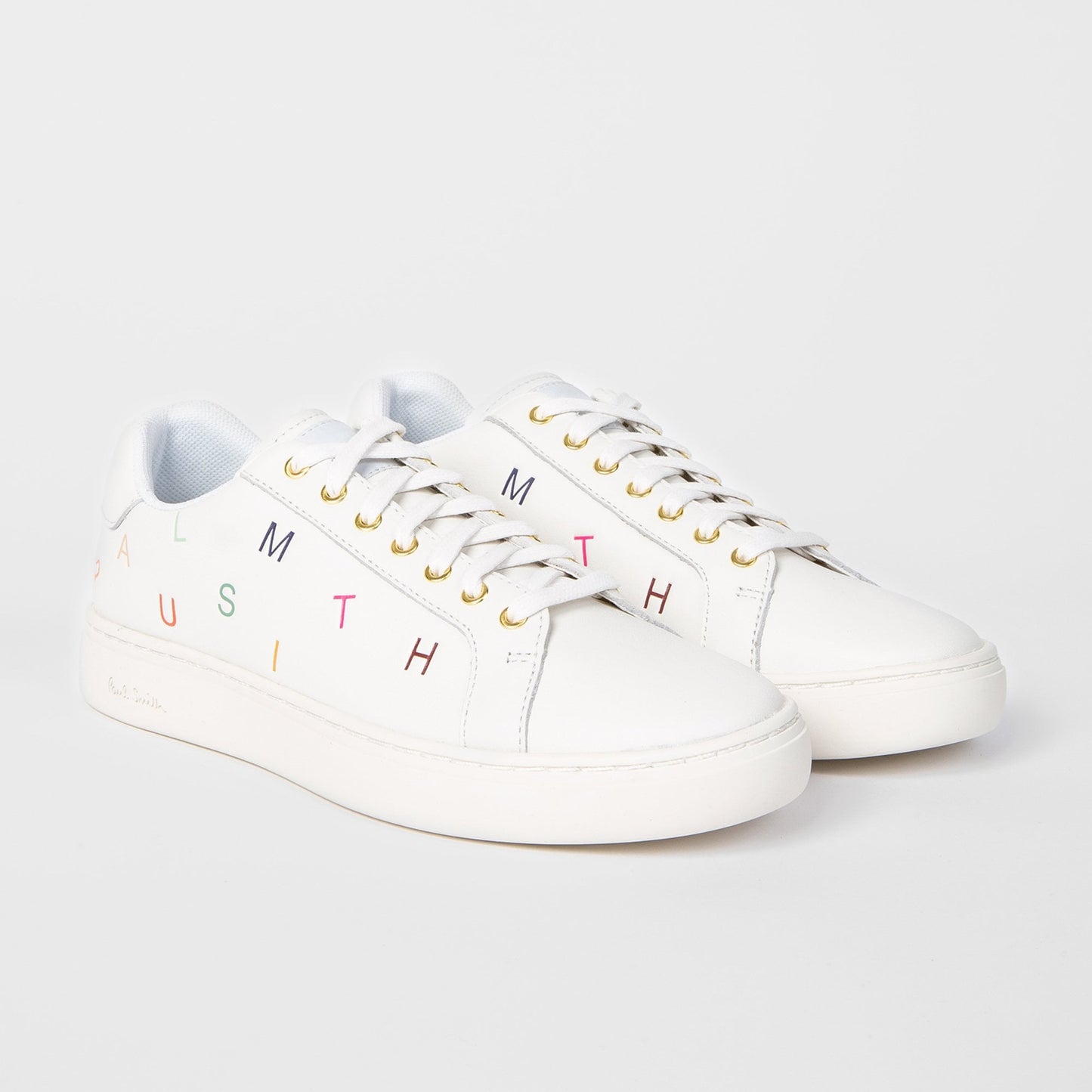 - Leather Embossed 'Letters' Trainers - White