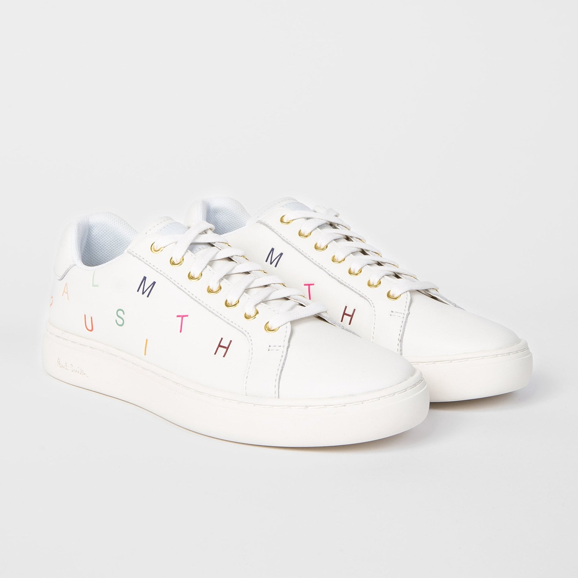 Paul - Leather Embossed 'Letters' Trainers - White
