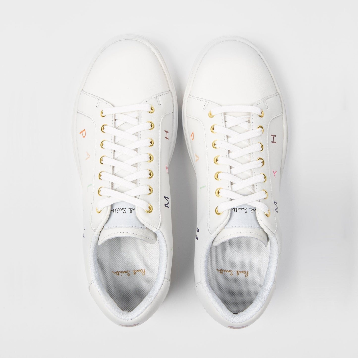 - Leather Embossed 'Letters' Trainers - White