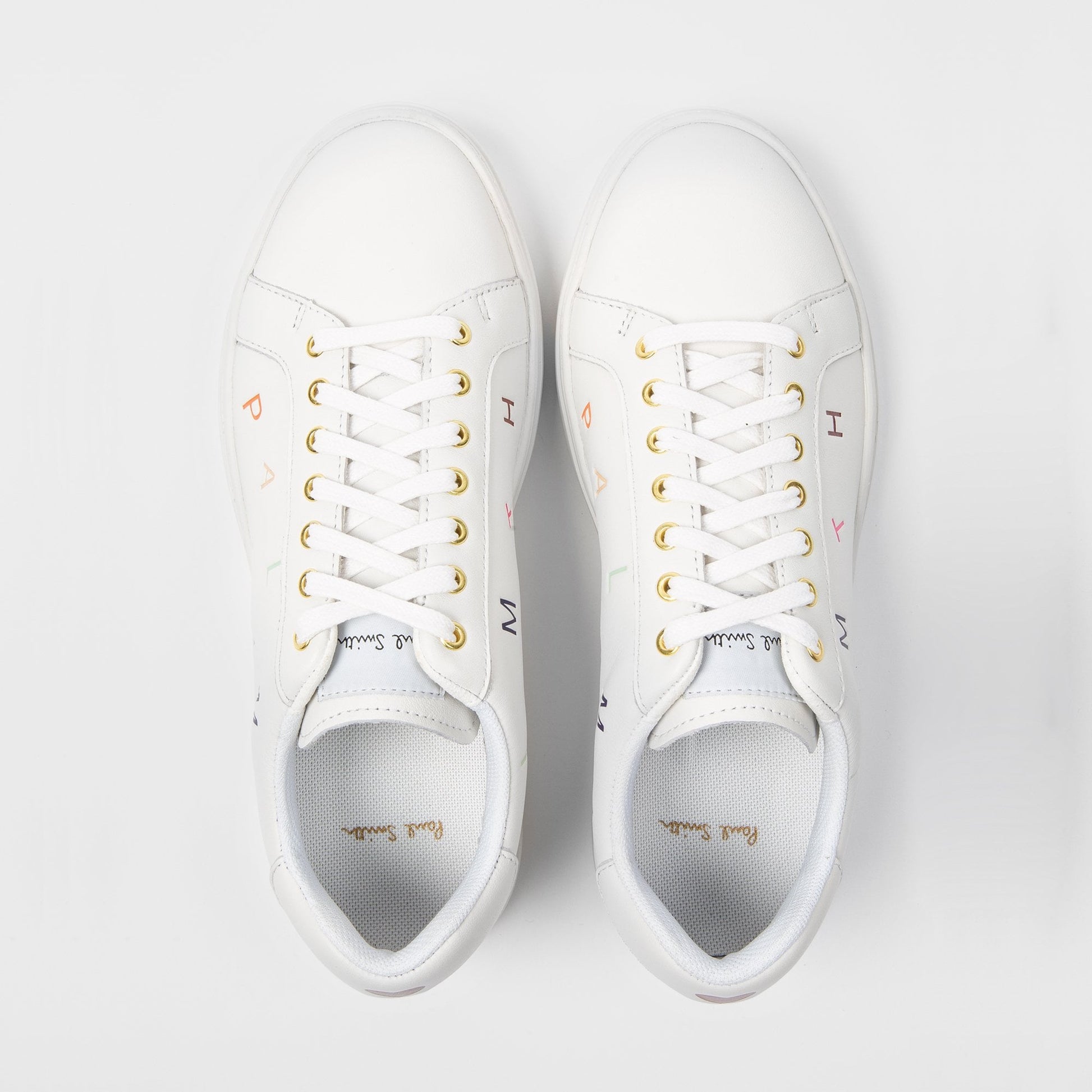 Paul - Leather Embossed 'Letters' Trainers - White