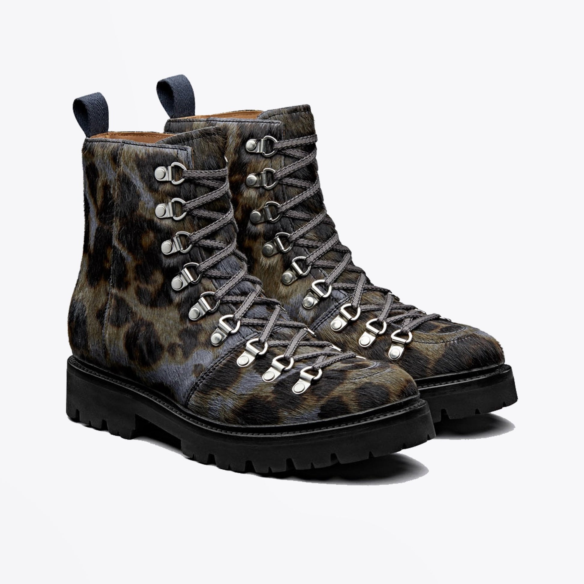Grenson Nanette - Pony Hide Printed Boot - Grey Leopard