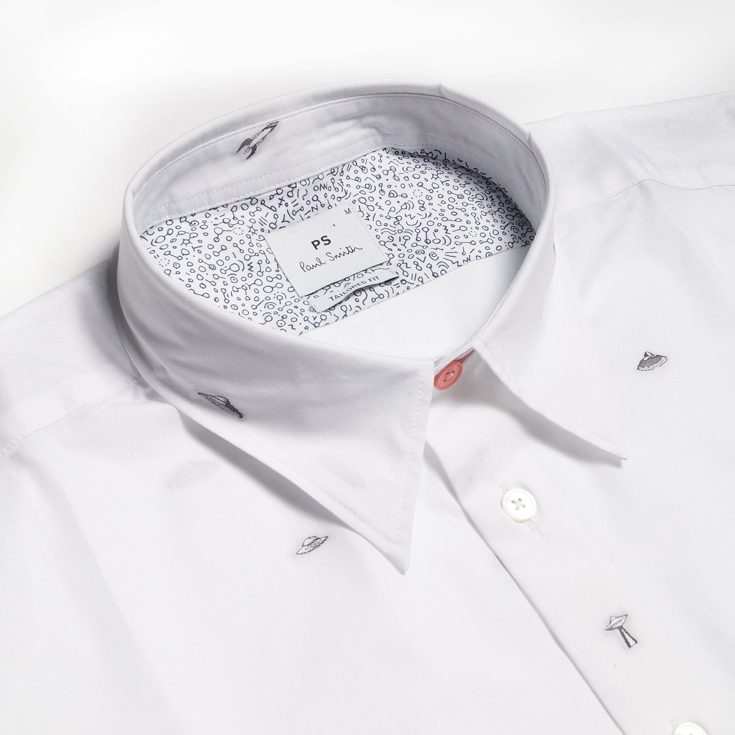 - Tailored-Fit 'Flying Saucers' Print Shirt - White